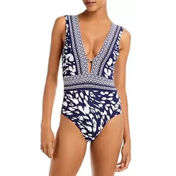 La Blanca Other - La Blanca Woman's Changing Tides Plunge One Piece Swimsuit in Indigo Blue New